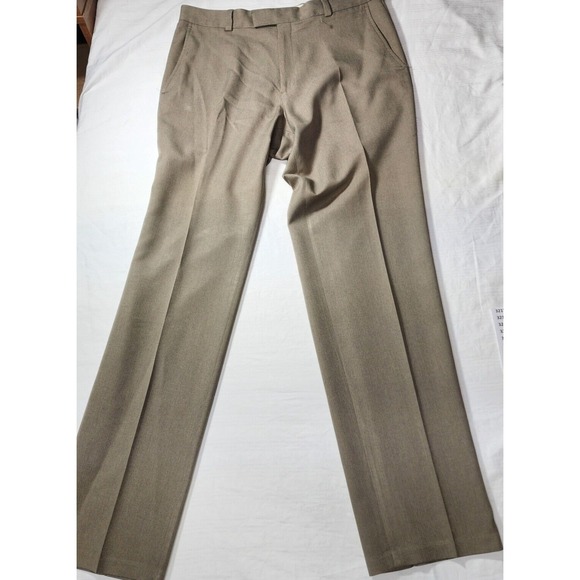 Kenneth Cole Other - Kenneth Cole Pants Mens Size 34x34 Khaki Casual Button Zip Flat Front Belt Loops